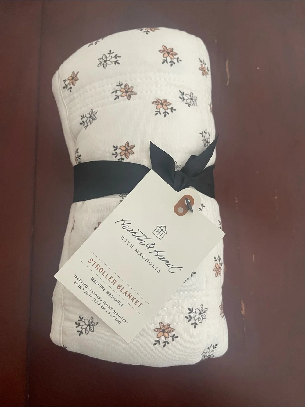 Cream Floral Stroller Blanket